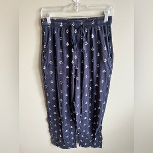 Navy Anchor Print Pants